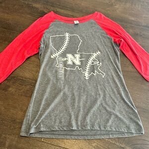 Gray and Red Louisiana Baseball Shirt